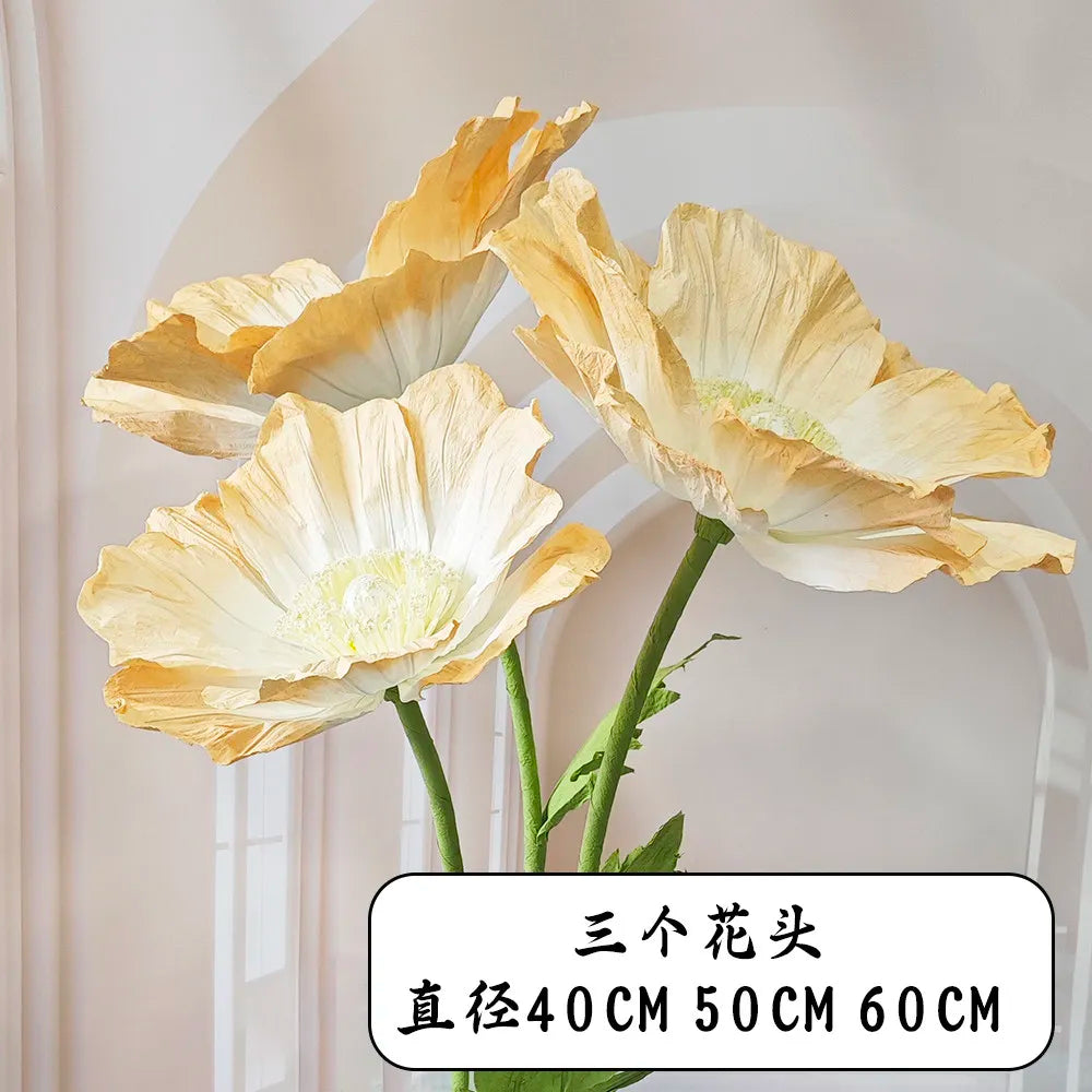 Wedding Props Artificial Giant Poppy Paper Flower Wedding Road Guide Floral Birthday Party Backdrop Decor Stage Window Display