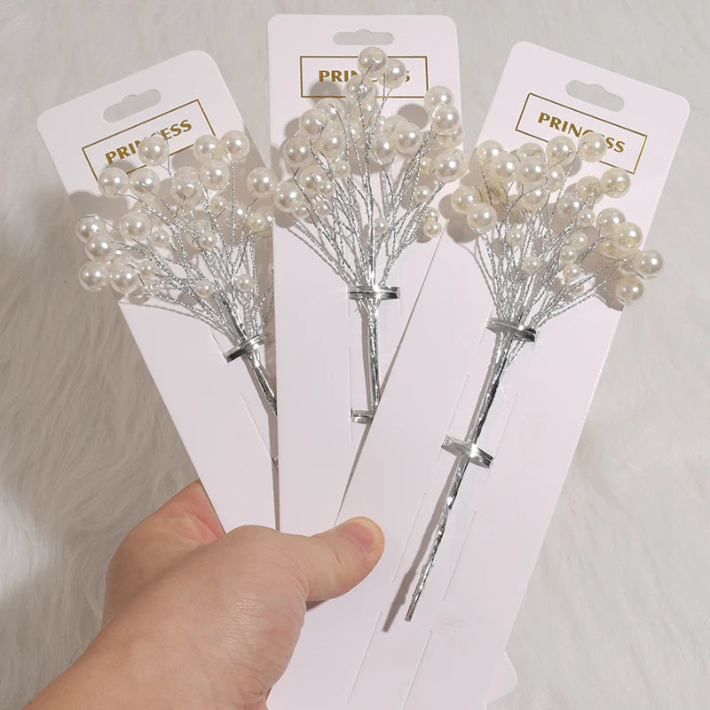 New Mini Pearl Flower Stem Beads Bridal Bouquet Wedding Balloon Cake DIY Party Artificial Flower Bouquet Home Decor