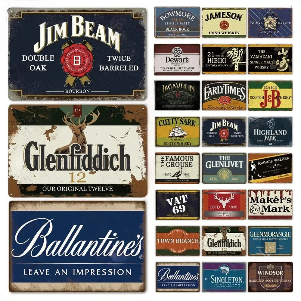 Retro Whiskey Plaque Metal - Enhance your decor with this lovely vintage metal sign. Ideal for pub,bar,club,living room,man cave