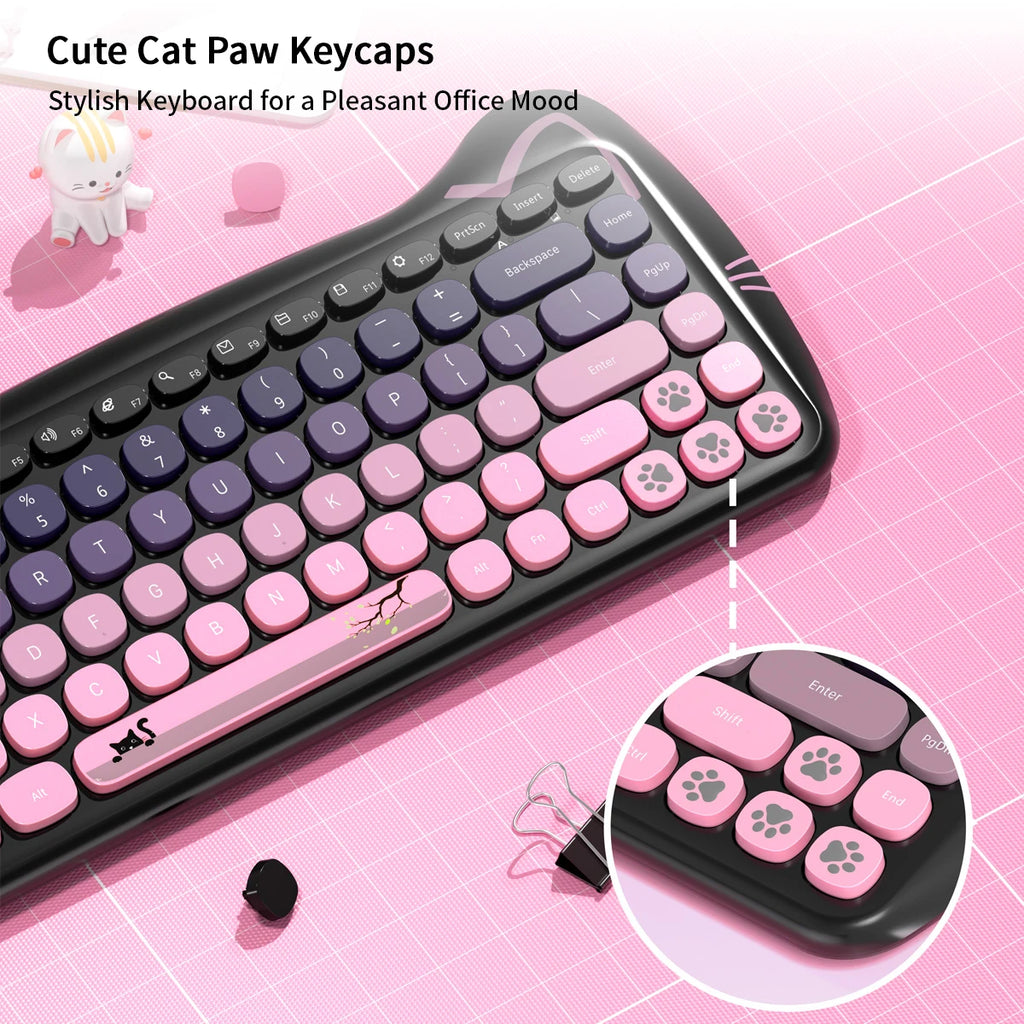 GEEZER Cat Ear Wireless Keyboard Mouse Set