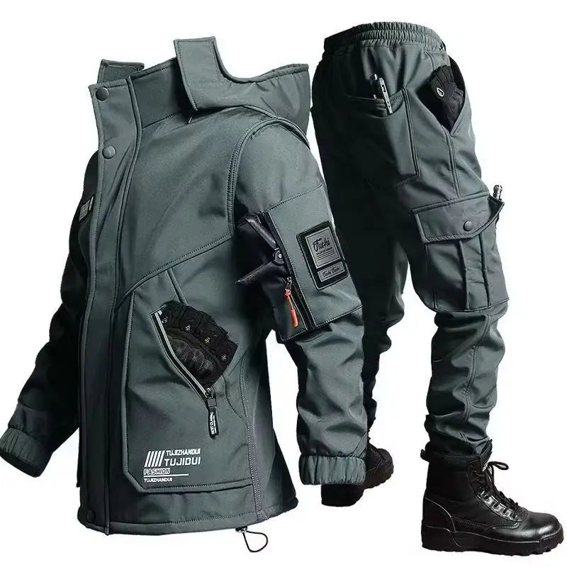 Men'S Motorcycle Jacket With Autumn And Winter Velvet Training