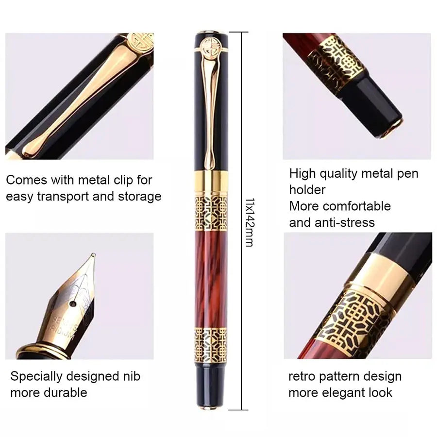 1-100Pcs/Set Retro Metal Fountain Pen Replaceable Ink Elegant Gift