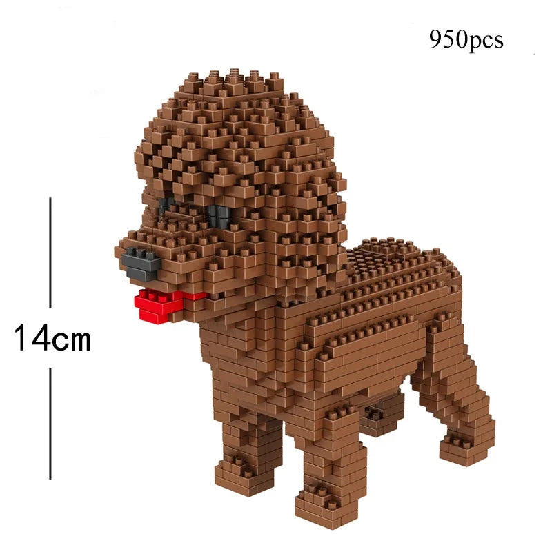 KNEW BUILT Dachshund Dog Model Mini Building Block Toy Set 9 Style for Pet Enthusiasts Teddy Hughes Corgi Collie Pet Style Brick