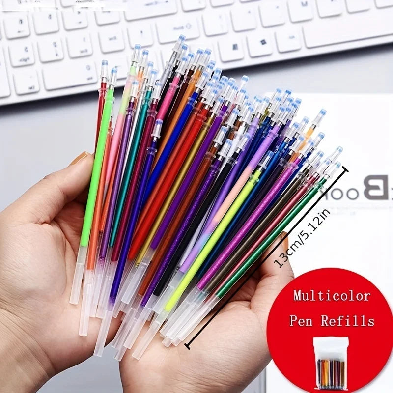 100pcs 1.0mm Glitter Pen Refills Set Flash Multicolor Gel Pen