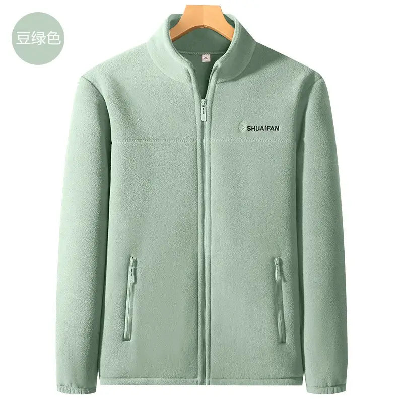 Women Thickened Fleece Winter Jacket Embroidery Zipper Thermal Plush Polar Fleece High Collar Cardigan Coats Outdoor Sweatshirt