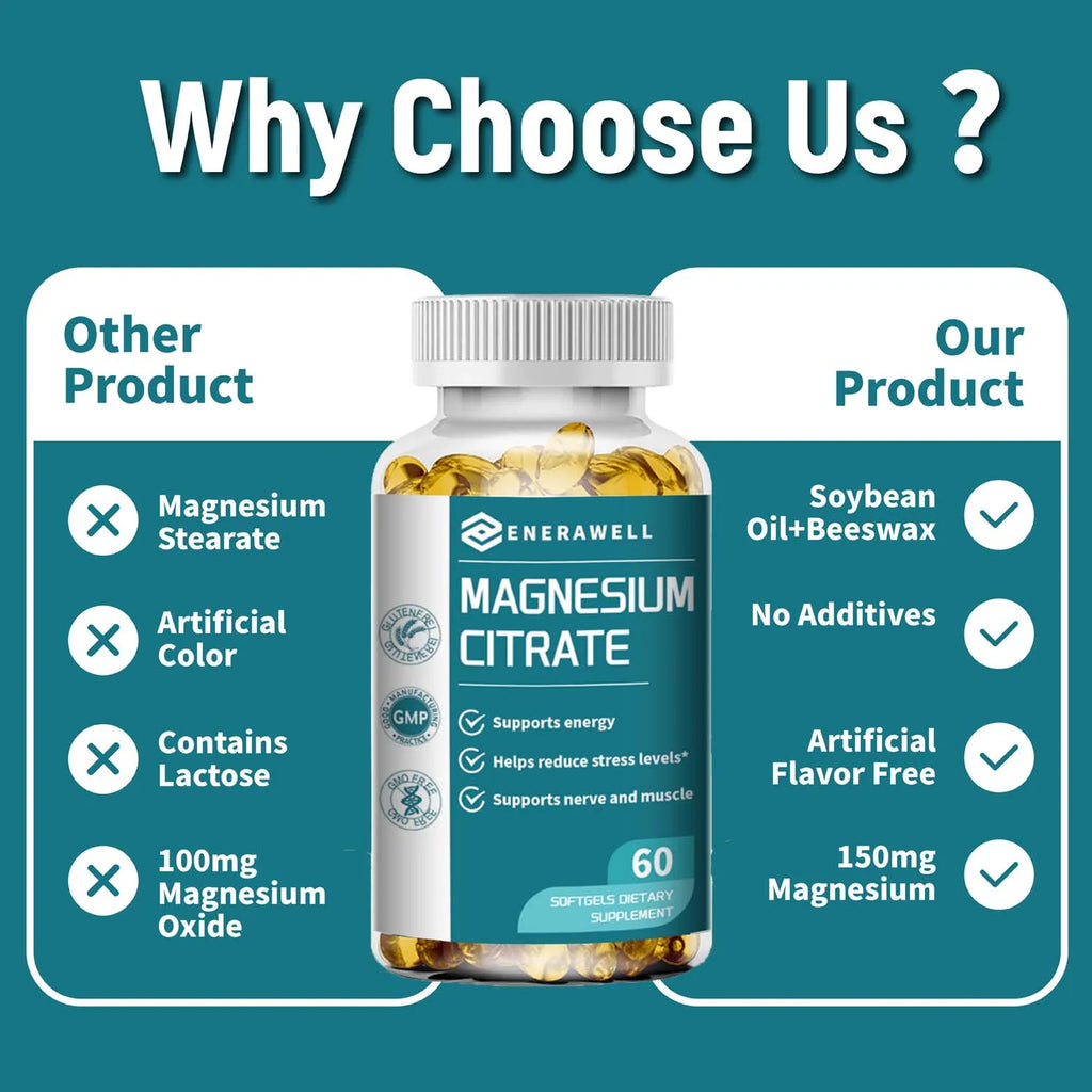 Magnesium Citrate Capsules 500 Mg - Maximum Absorption for