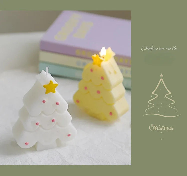 Christmas Scented Candle with Box Mini Christmas Tree Shape Fragrance Candle Home Decor Candle Gift for Friends Women Souvenir