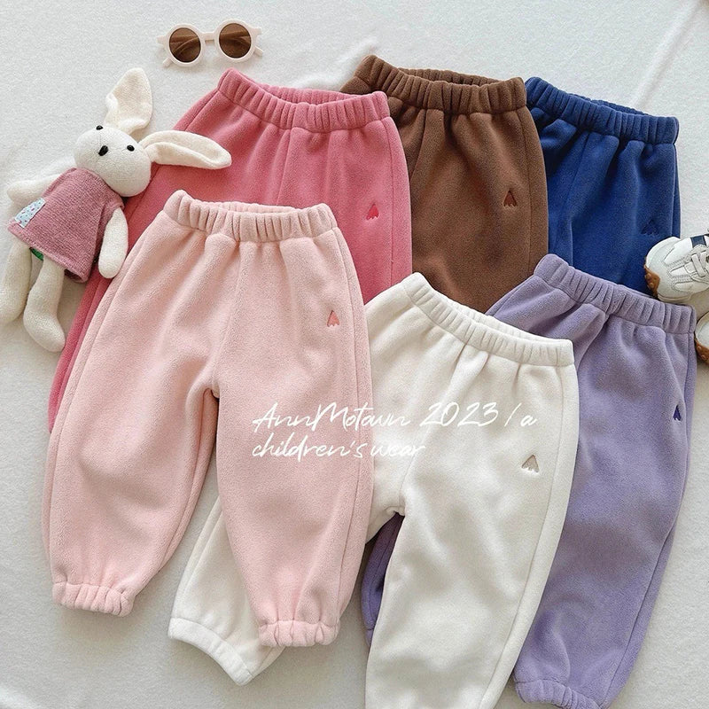 Children's Polar Fleece Suit Zipper Tracksuit Set for Boy Girl Baby Clothes Fall Winter Insulated Sweatshirt Pants Sportwear