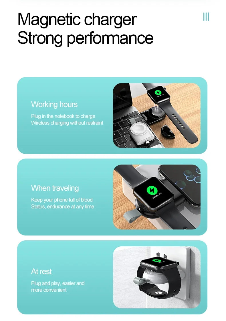 Mini Magnetic Wireless Charger Dock For Apple Watch series 8 7 6/5/4/SE/3/2 Portable Wireless Charging Cable Charger For iwatch