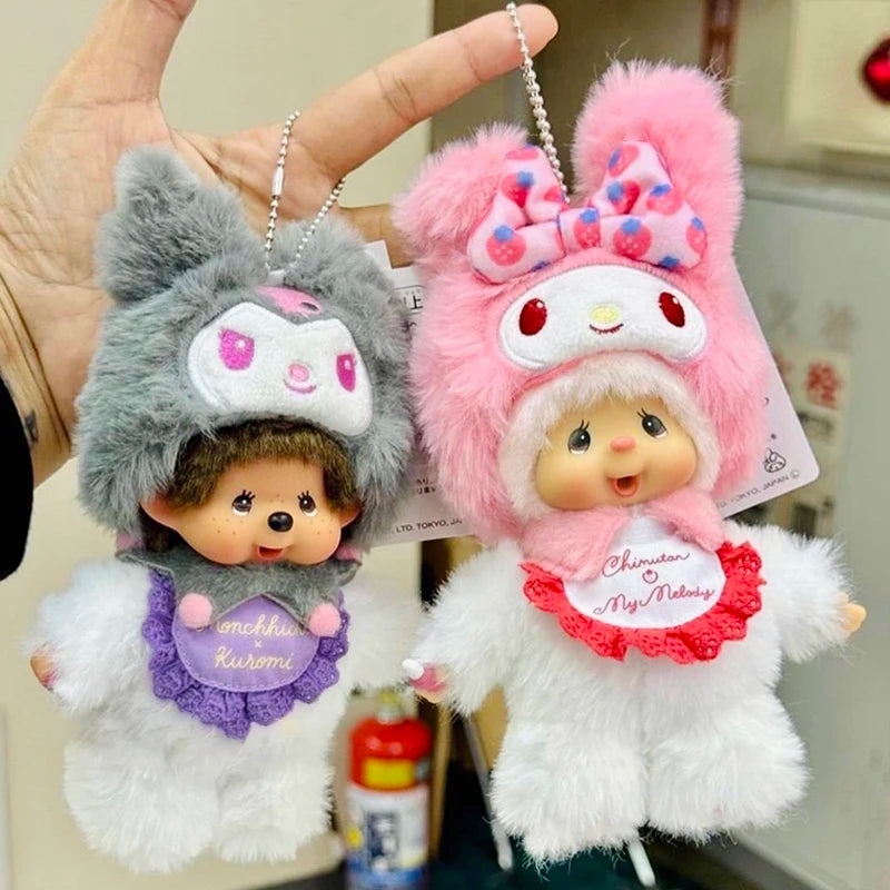 Monchhichi Keychain Kawaii Keychains for Bags Monchhichi Doll Hanging Pendants Children's Day Birthday Gift 몬치치