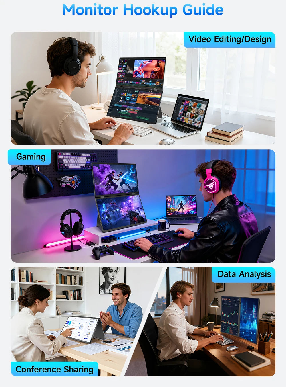 UPERFECT 15.6" Dual Portable Monitor for Laptop Screen Extender