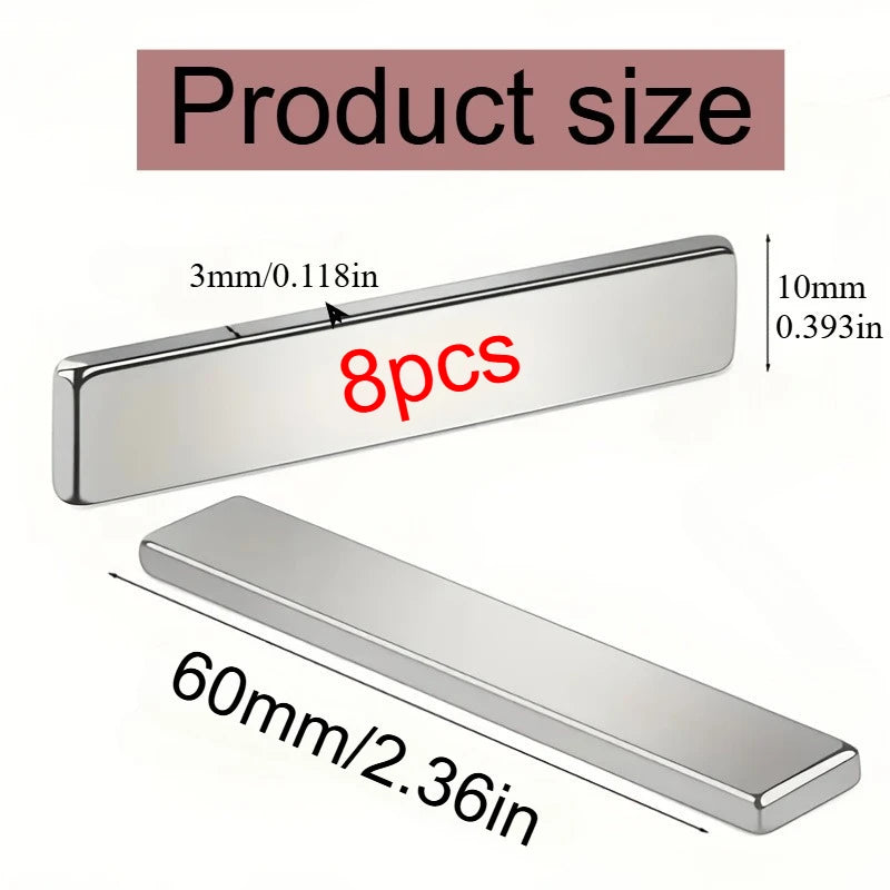 40x10x3/50x10x3/60x10x3mm strong rectangular magnet, suitable for whiteboards, nail art, warehouses, photo walls, cameras, DIY
