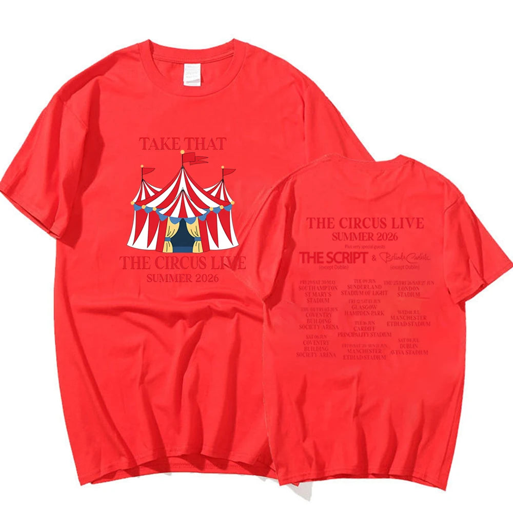 Vintage Take That Circus Live Summer 2026 Tour T-Shirt TT & Party Music Band Concert Tee Trendy Unisex Short Sleeve Summer Tops