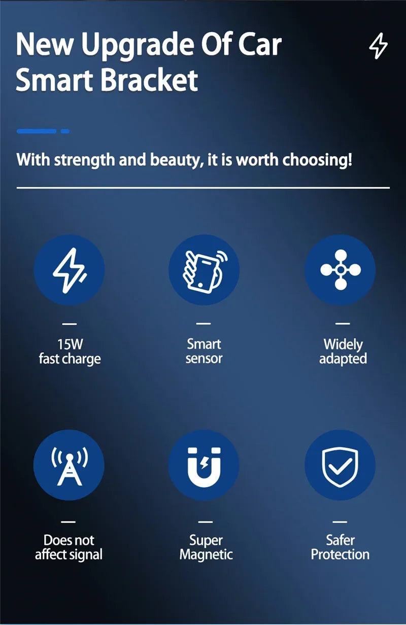 Magnetic Car Wireless Charger Stand Bracket Magnet Car Phone Holder Mount Fast Charging Station for iPhone 15 14 13 12 Pro Max