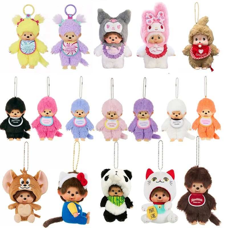 Monchhichi Keychain Kawaii Keychains for Bags Monchhichi Doll Hanging Pendants Children's Day Birthday Gift 몬치치