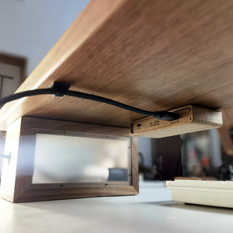 Black Walnut Wood USB Hub Under Desk Organizer Premium Desktop Riser Accessory with 3.0 Ports Multi-Device Charging Station