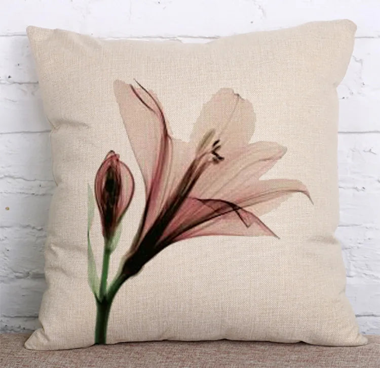 Colorful Flowers Printed Decorative Throw Pillow Floral Plant Cushion Cover Decoration Home Textile For Sofa Home