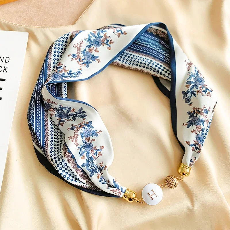 Imitation Silk Scarf Magnetic Buckle Necklace Pendant Wearing Spring and Autumn Cervical Protection for Women