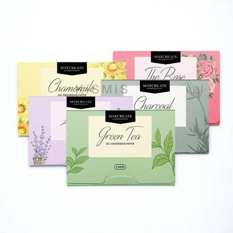 100 Sheets Oil Blotting Paper for Face Absorbs Excess Shine and Oil Portable Matte Facial Tissues for Oily Skin Care