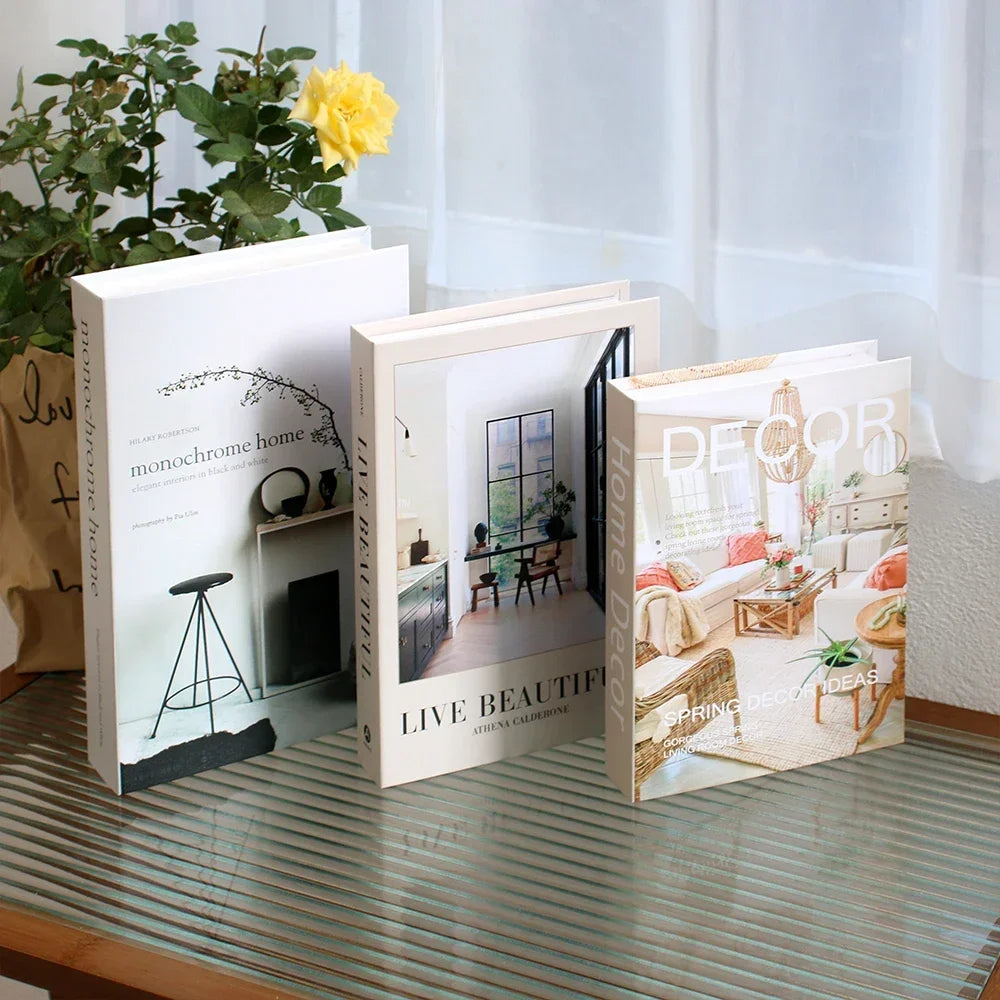 3Pcs Foldable Fashion Fake Books Living Room Decoration Designer Books Coffee Table Ornaments Club Hotel Room Villa Prop Books