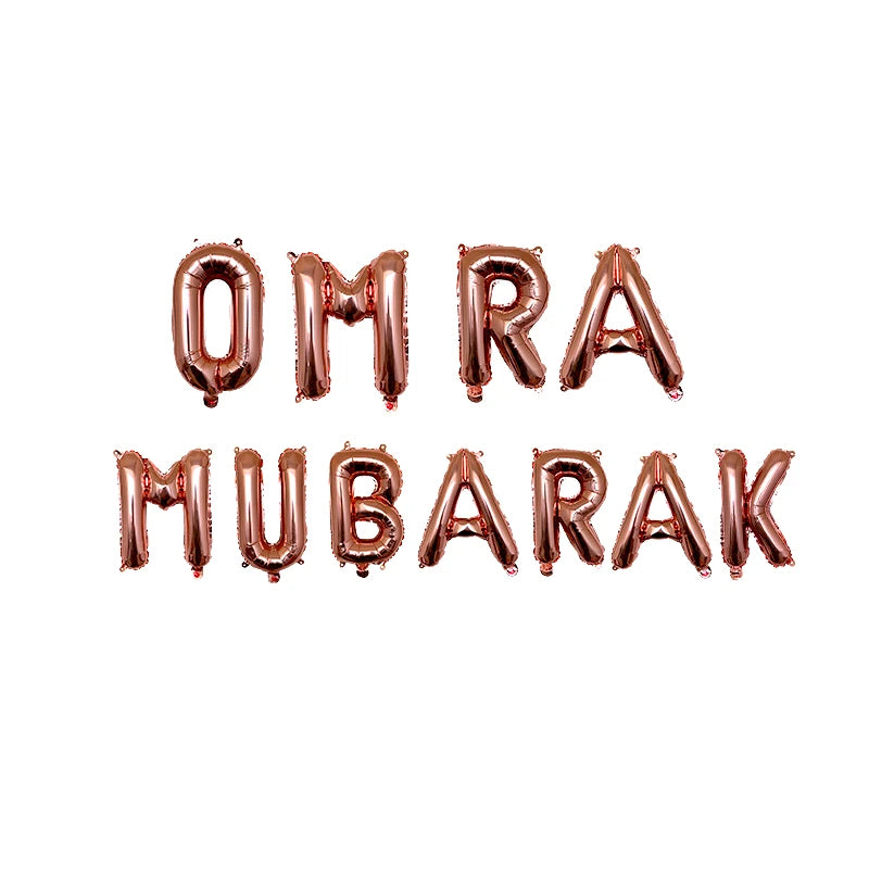 1set 16inch Umrah Mubarak Hang Letter Balloons Muslim Islamic Party Decorations Foil Ballon Ramadan Bunting Party Decorations