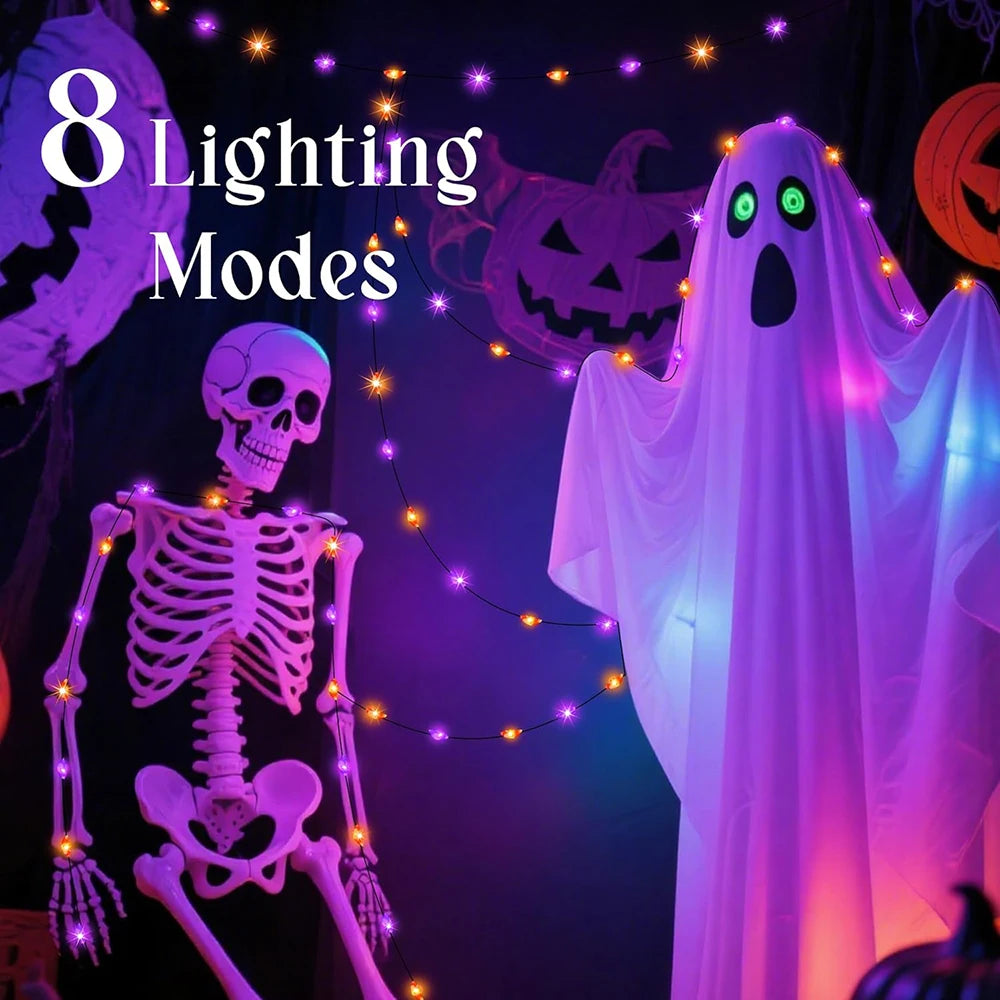 5M-20M LED Halloween Purple Orange String Fairy Lights Outdoor