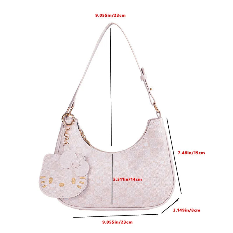 Women Y2K Cute Underarm Shoulder Bag Checkerboard Pattern PU