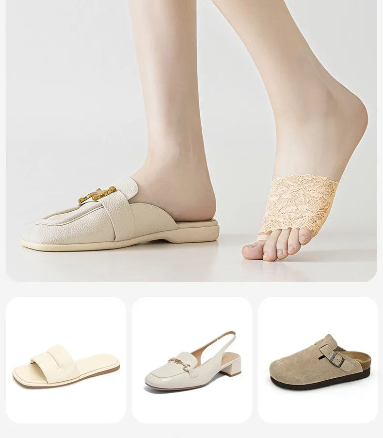 Summer Thin Lace Invisible Socks Split Toe Forefoot Socks for Women High Heel Slippers Shoes Breathable Lace Socks for Halloween