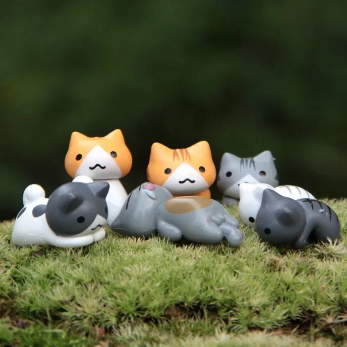 1/6Pcs Funny Neko Atsume  Meow Mochi Dango Cat Flower Pot Micro Landscape Mini Doll  Balcony Decorations Flower Pot Home Decor