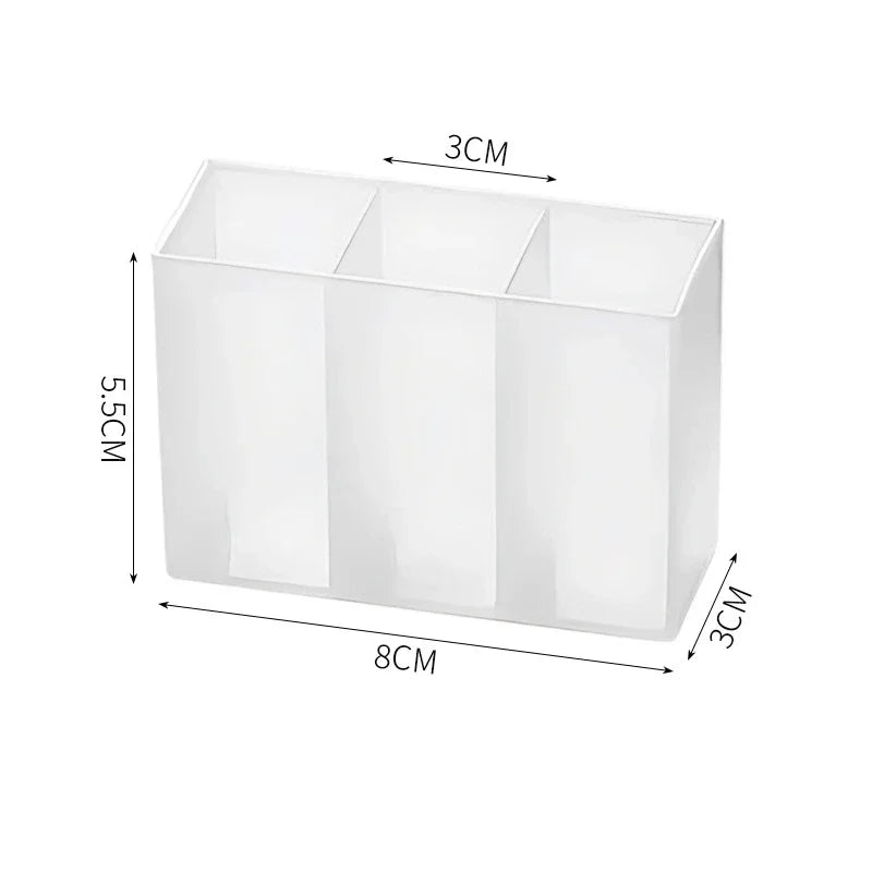 Mini Storage Box 3-Grid Plastic Makeup Brush Lipstick Storage Multi-Functional Desk Organizer for Home Kitchen Bathroom