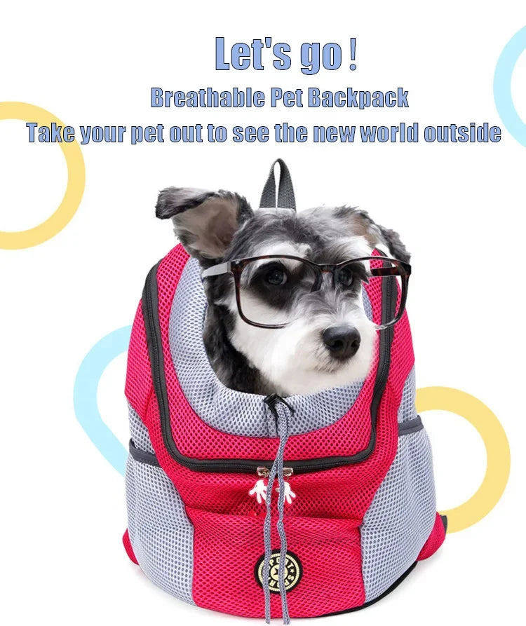 Pet Backpack Carrier for Small Dogs & Cats - Front-Folded Travel Backpack with Ventilation Mesh & Harness-Like Zipper Lock