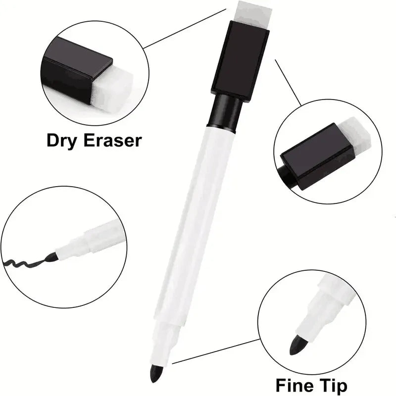 Black Dry Erase Markers with Eraser Cap White Board