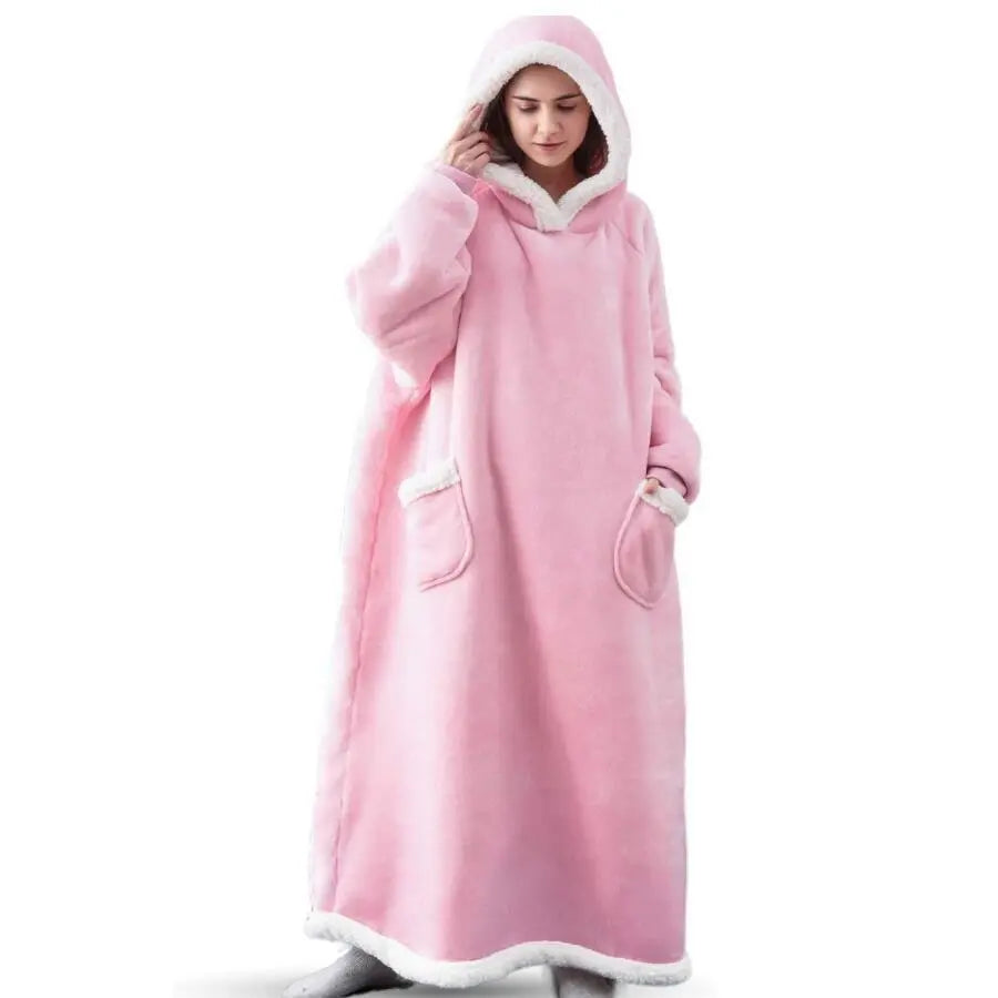 2025 Super Long Flannel Blanket with Sleeves Winter Hoodies Sweatshirt Women Men Pullover Fleece Giant TV Blanket Oversized New