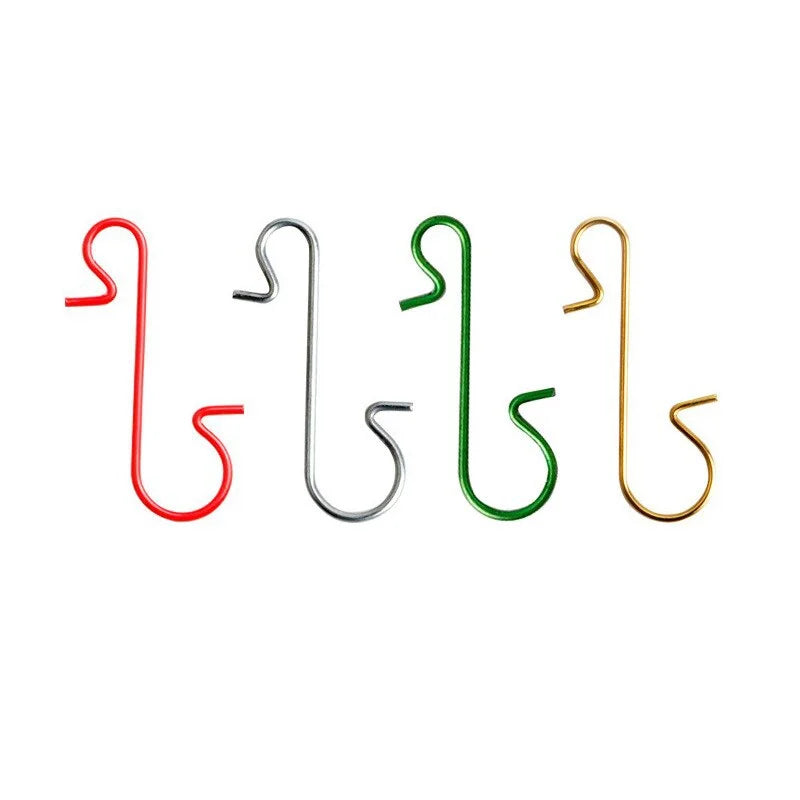 100Pcs Christmas Ornament Metal S-Shaped Hooks Holders Tree Ball Pendant Hanging Decoration for Home Navidad New Year