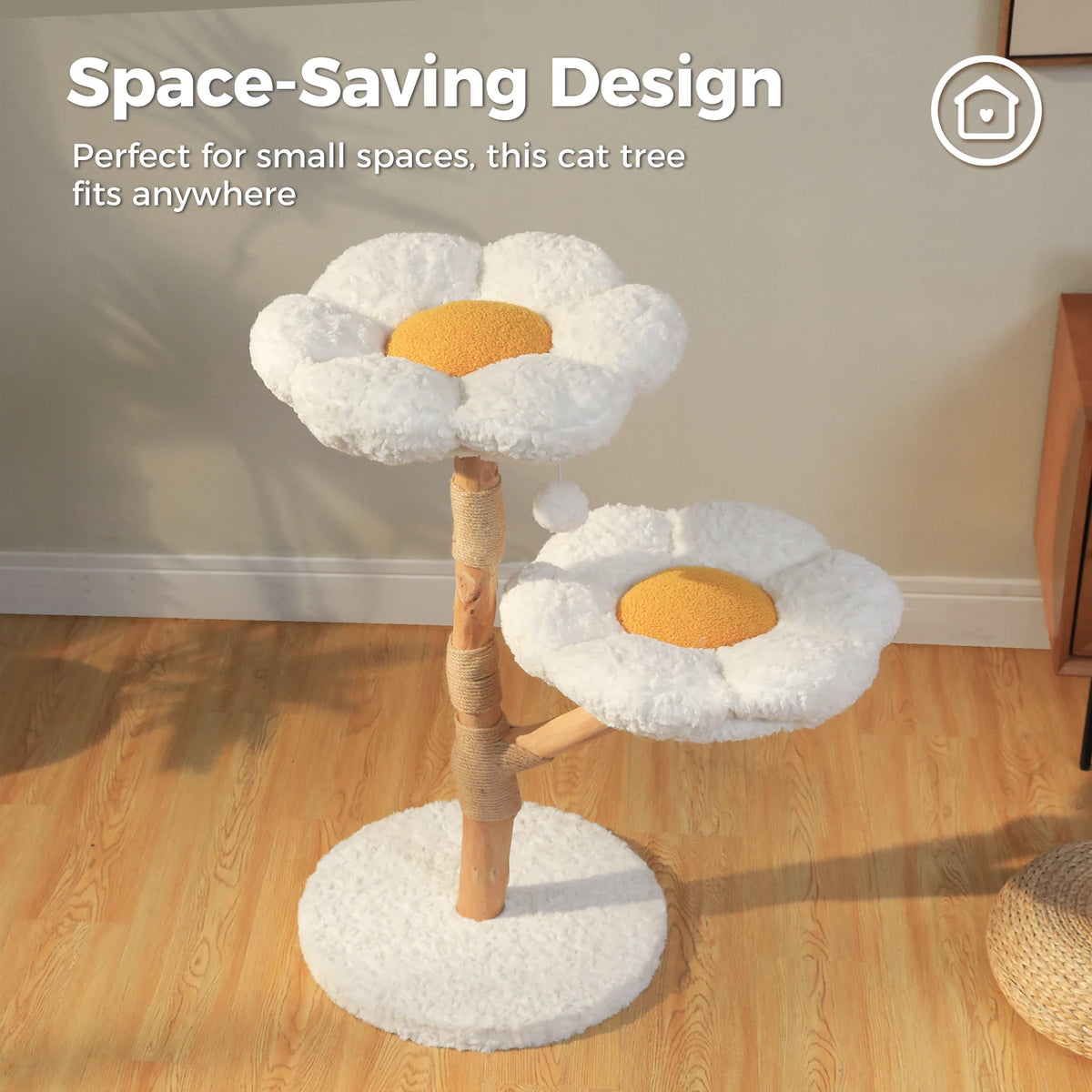 Modern Cat Tree Tower with Natural Solid Wood Scratching