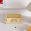 1 Pc Mini Foldable Desk Organizer Box Plastic Space-Saving Design Stationery Storage Basket for Tidy Student Workspaces