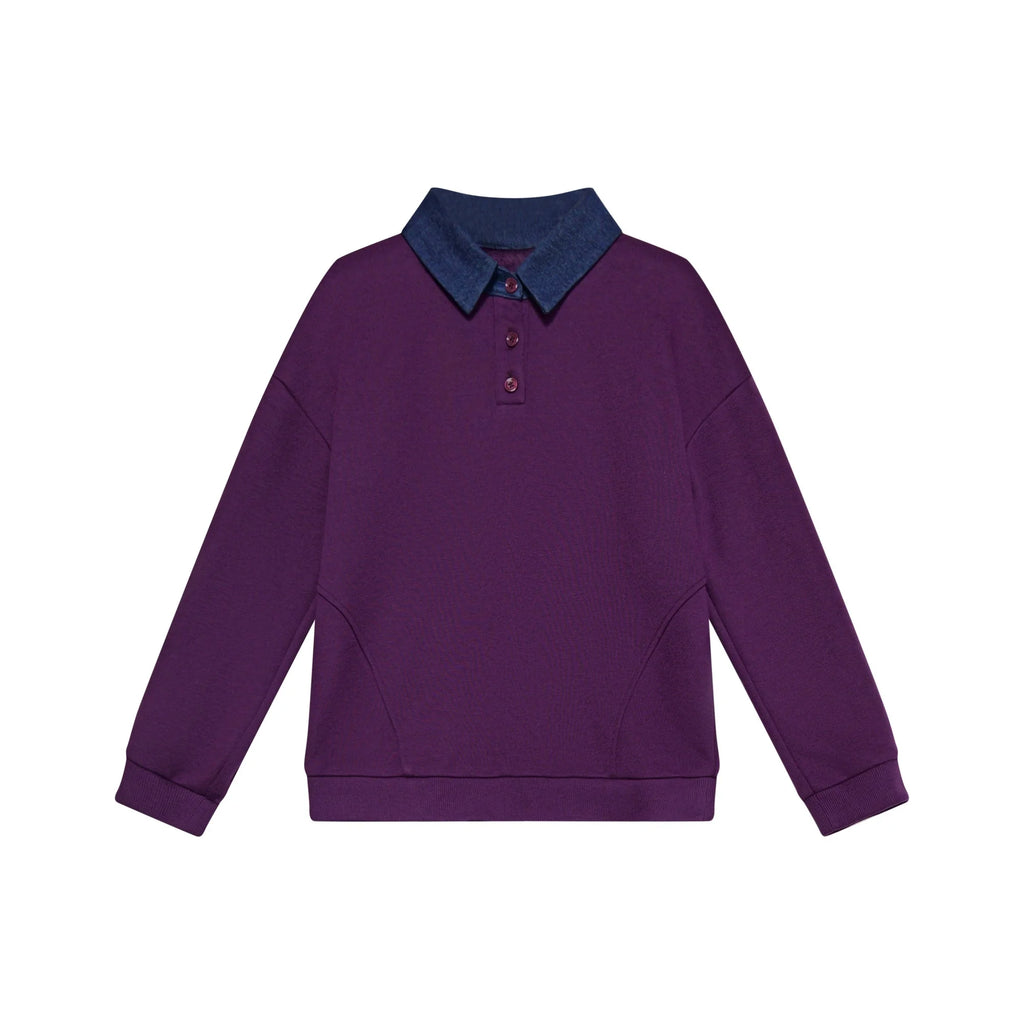 Mali's AW Family Matching Outfits Boys Sweatshirt Denim Collar