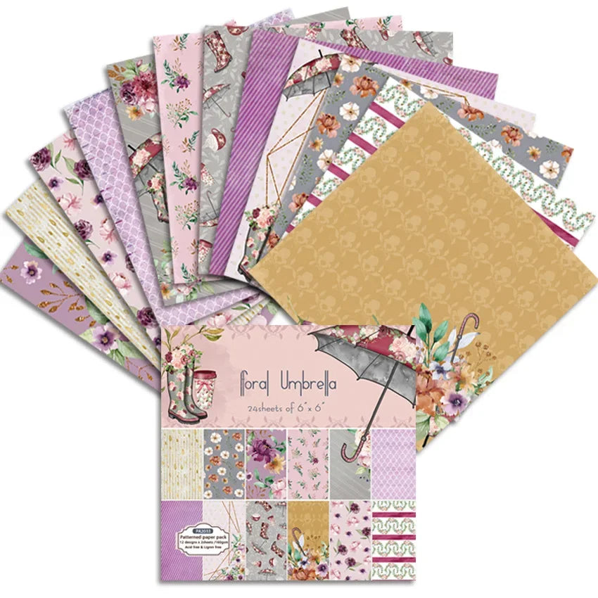6x6 Scrapbooking Paper Pad  6/12 Sheets Floral Pattern Decorative Paper For Journaling Collage DIY Crafts