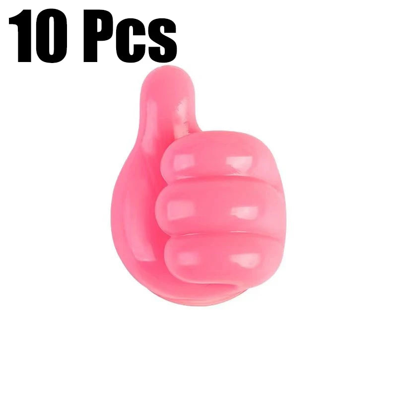 10PCS Thumb Wall Hook Cable Clip Wire Desk Organizer Brush Storage Wall Sticker Gadgets for Home/Office/Car USB Cable Organizer