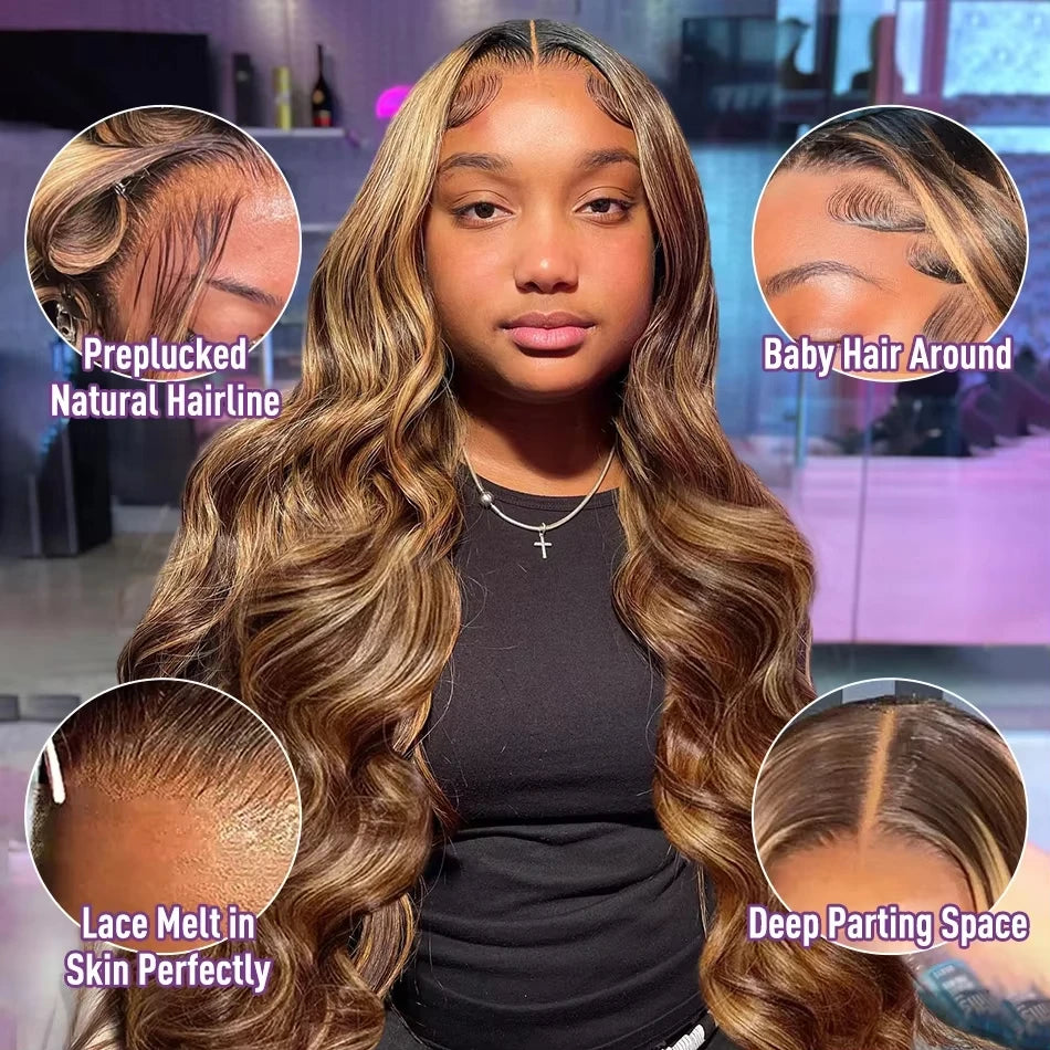Blonde Highlight Body Wave Lace Front Wig