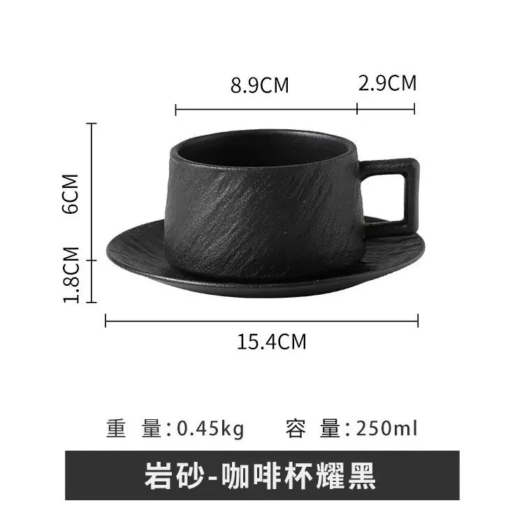 250ML Japanese Style Rock Sand Ceramic Coffee Cup Set Exquisite Afternoon Flower Tea Mug Hotel High-end Restaurant Coffee Cup