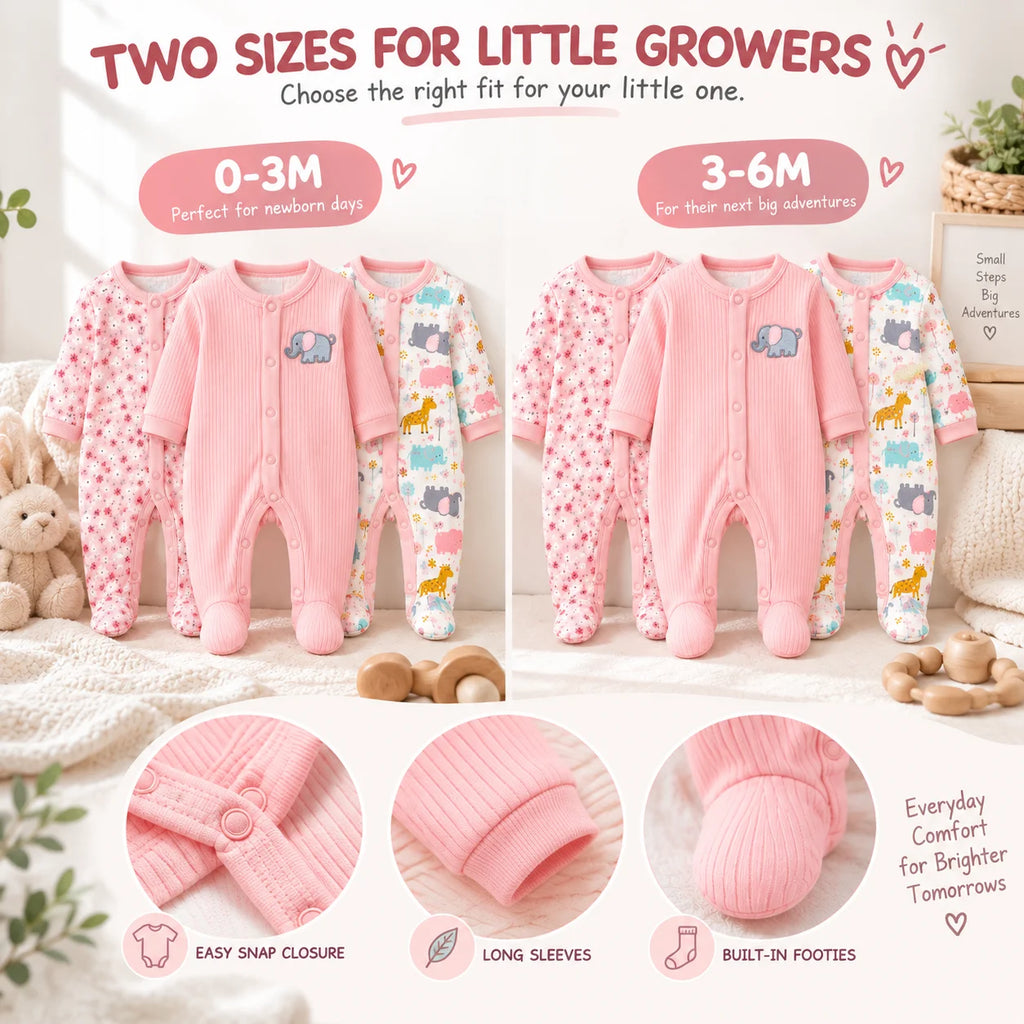 Baby Girl Rompers Long Sleeve Footed Jumpsuits Newborn Infant