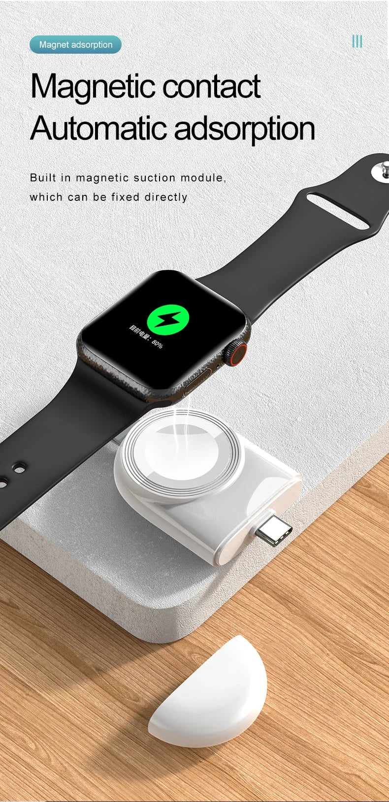 Mini Magnetic Wireless Charger Dock For Apple Watch series 8 7 6/5/4/SE/3/2 Portable Wireless Charging Cable Charger For iwatch