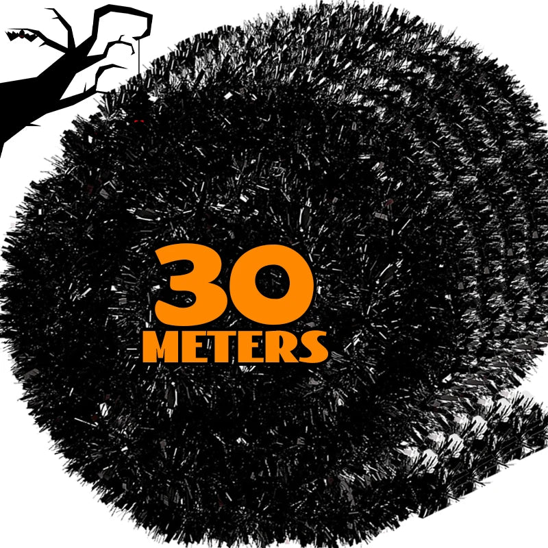 Blackl Tinsel Garland Halloween Christmas Wreath DIY Xmas Tree