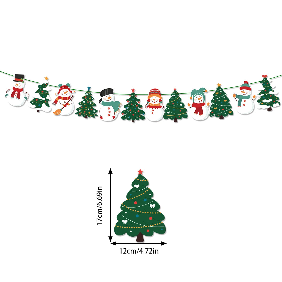 1Pcs Merry Christmas Hanging Garland Banner Paper Santa Snowman Christmas Stocking Christmas New Year Home Party Decoration