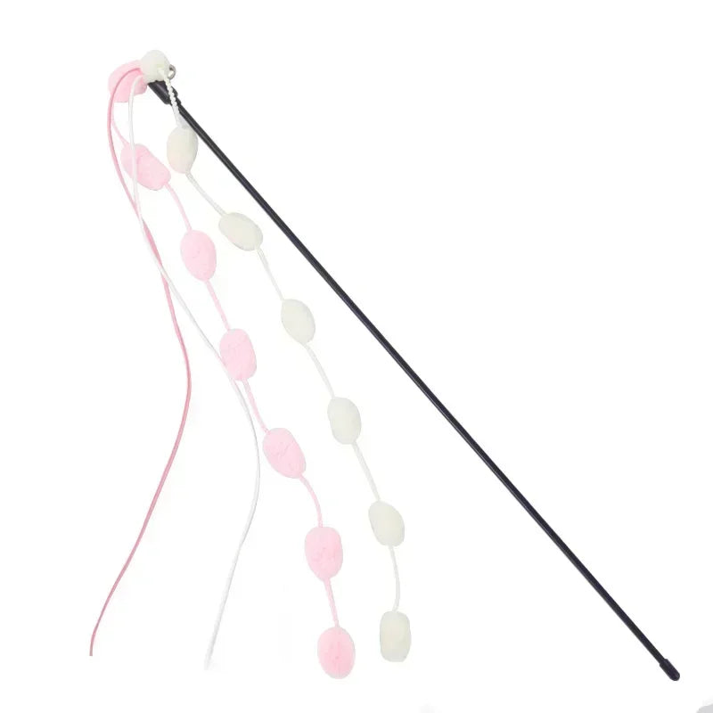 Cat Tassel Toy Plush Balls Cat Teaser Wand Cat Interactive Toys Funny Bell Ribbon PoleTeaser Wand Pet Supplies  Accessory