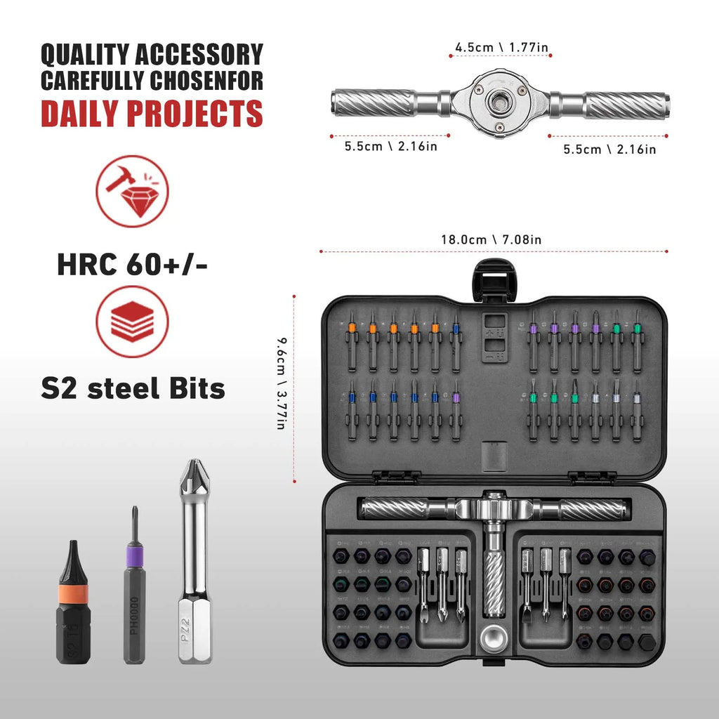 VMAN 66in1 Multifunction Ratchet Screwdriver Set Multi Magnetic