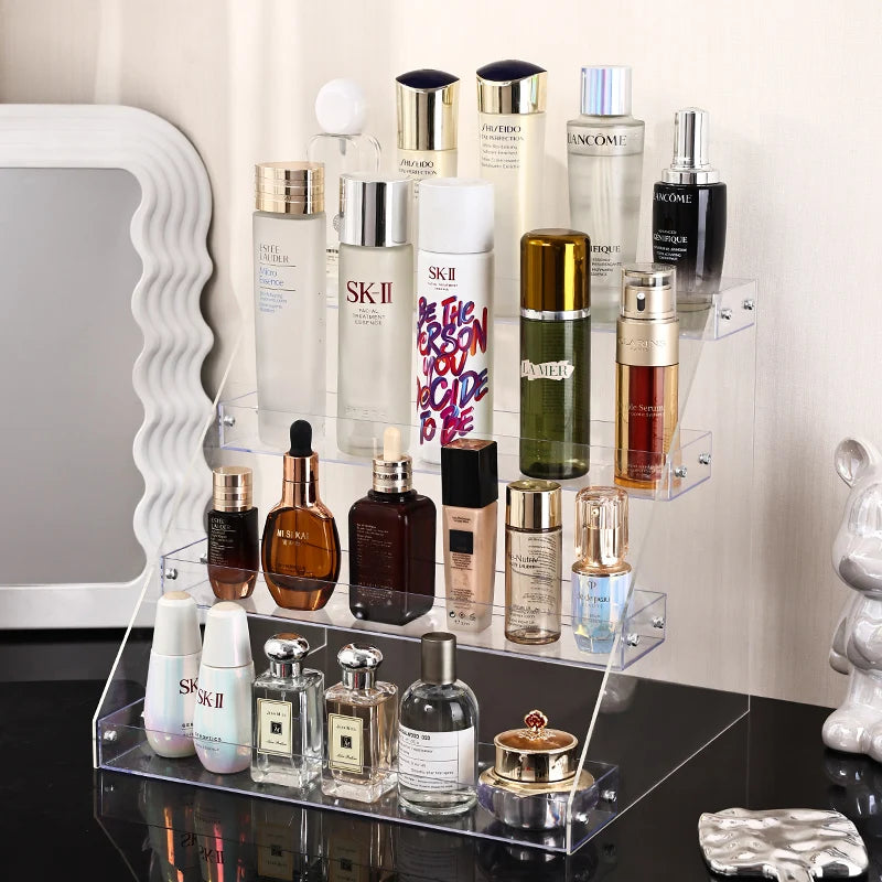 1pc stepped acrylic high skin care product storage rack desktop cosmetics storage rack storage box perfume organizer