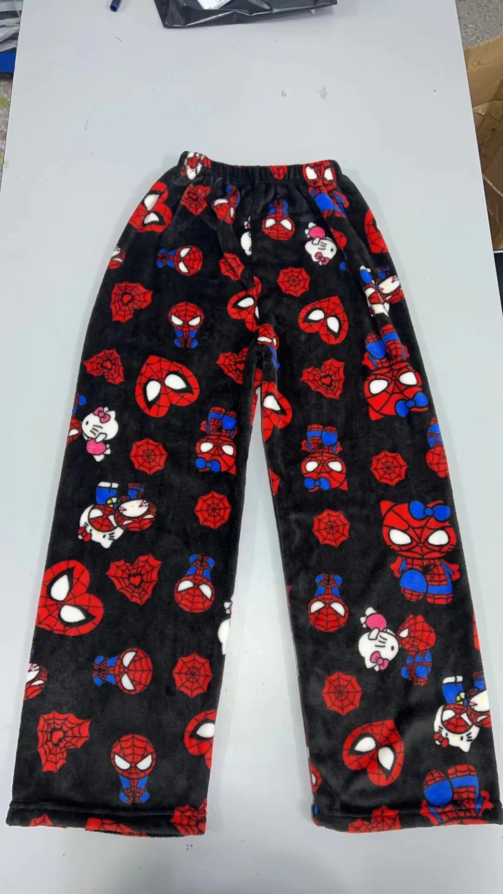 Kitty Spider-man Cotton Velvet Loose Pajamas Pajamas Long Pants Women's And Men's Cartoon Sleeping Casual Wear