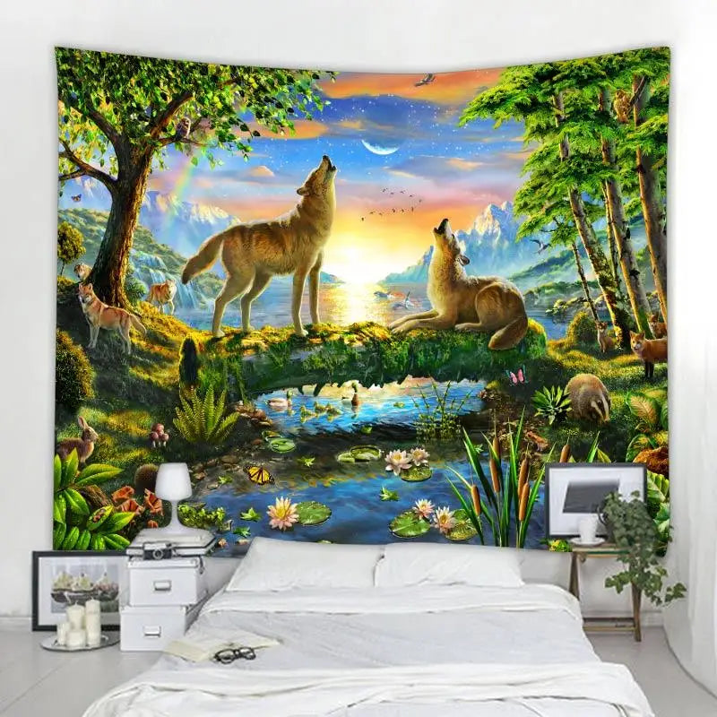 Aesthetic Home Decor Tapestry Beach Towel Yoga Mat Blanket Table Cloth Tapestry Tropical Jungle Animals Wall Hanging Tapestry